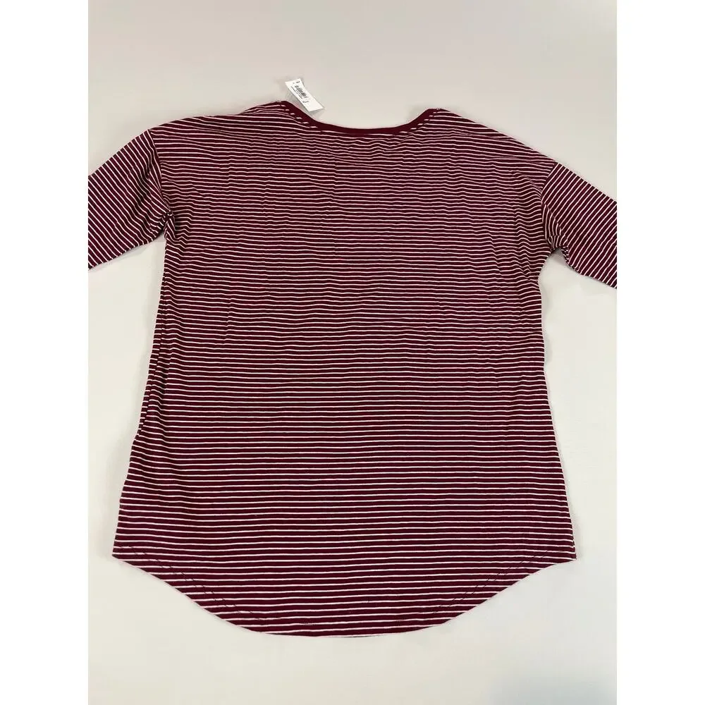 Old Navy Girls Maroon White Striped Long Sleeve Top XL Age 14 New With Tag
